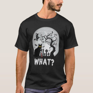 Cat What Halloween Black Cat with Knife - Funny Wh T-Shirt