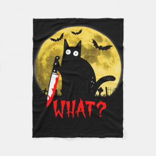 Cat What Murderous Black Cat Holding Knife Funny H Fleece Blanket