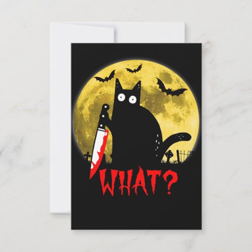 Cat What Murderous Black Cat Holding Knife Funny H Invitation