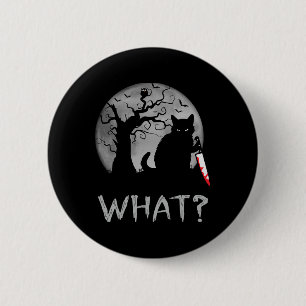 Cat What Murderous Black Cat With Knife Costume Ha Button