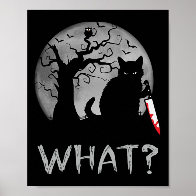 Cat What Murderous Black Cat With Knife Costume Ha Poster (Front)