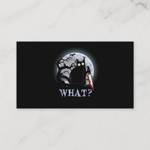 Cat What Murderous Black Cat With Knife Halloween Business Card