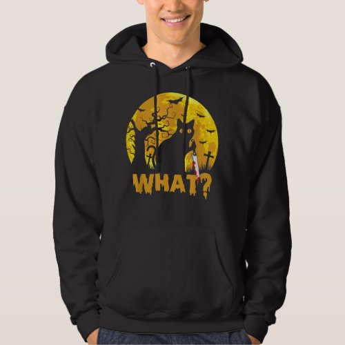 CAT WHAT Murderous Black Cat with Knife Halloween  Hoodie