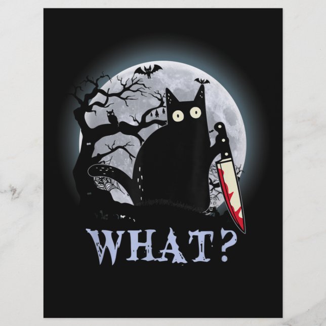 Cat What Murderous Black Cat With Knife Halloween Letterhead (Front)