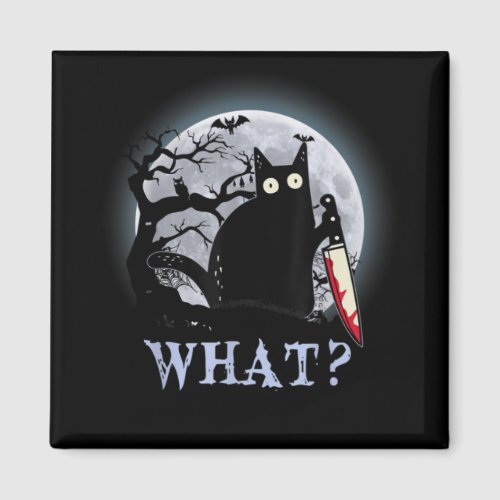 Cat What Murderous Black Cat With Knife Halloween Magnet