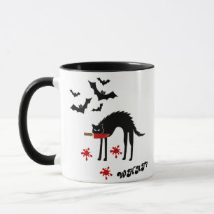 Cat What? Murderous Black Cat With Knife Mug