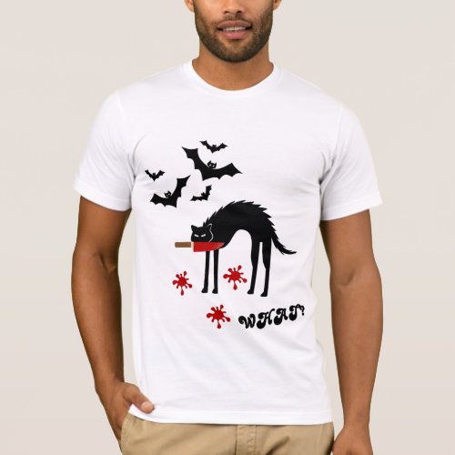 Cat What Murderous Black Cat With Knife  T_Shirt