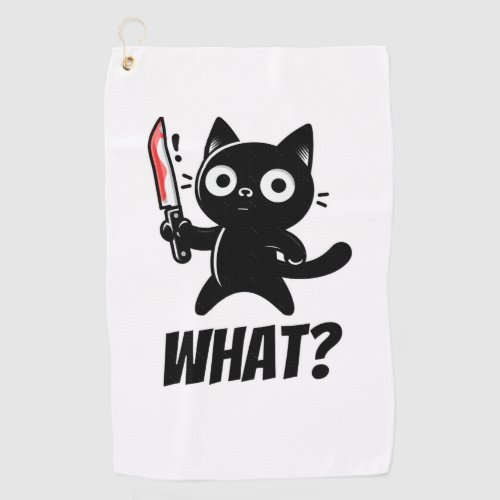 Cat What Murderous Surprised Cat Caught Red_Handed Golf Towel