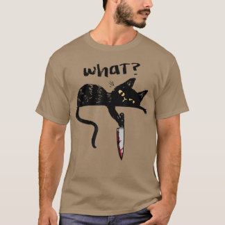 Cat What Shirt Black Cat With Knife Killer Hallowe