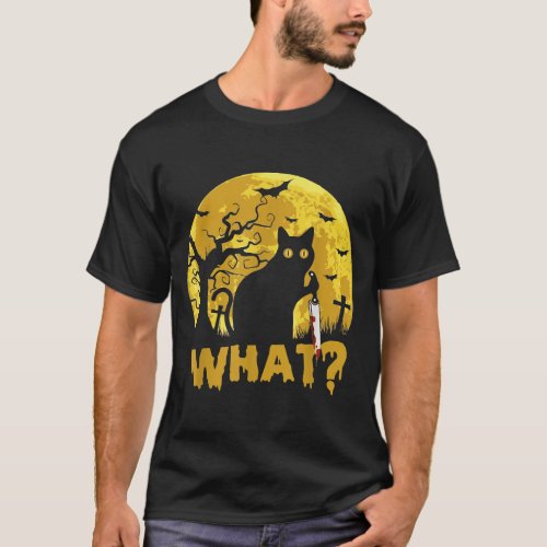 Cat What Shirt Funny Black Cat With Knife Killer H