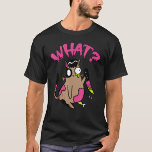 Cat What Zombie Black Cat With Knife Halloween Cos T-Shirt