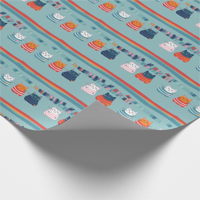 Cat Whimsical Cute pattern Wrapping Paper (Corner)
