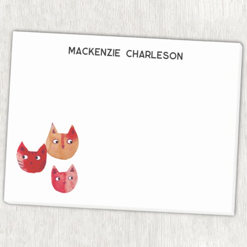 Cat whimsical Fun Personalized Name Post-it Notes
