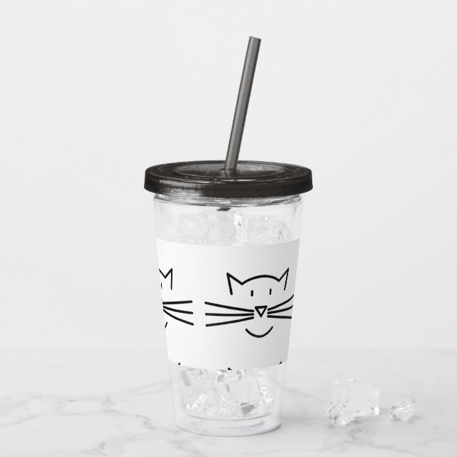 Cat Whisker Face Acrylic Tumblers (Back Ice)