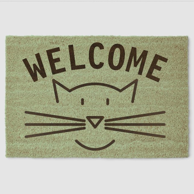 Cat Whiskers Design Coir Door Mat (Front)