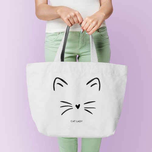 Cat Whiskers Large Tote Bag