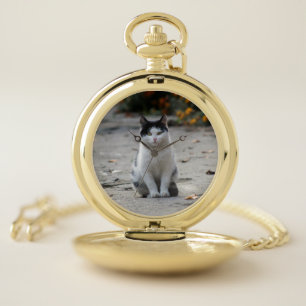 Cat, White, Pet Pocket Watch