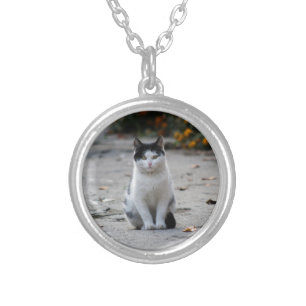 Cat, White, Pet Silver Plated Necklace