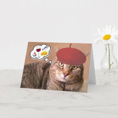 Cat Wine And Cheese Birthday Card