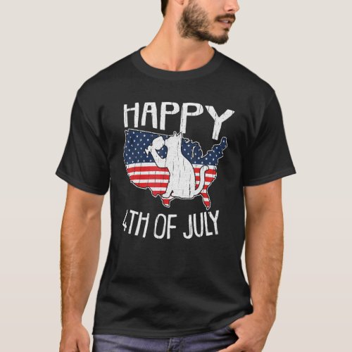 Cat Wine Winery Happy 4th Of July Cats American Fl T_Shirt