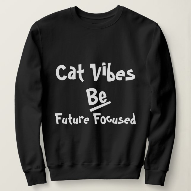 Cat Winter Fall Retro Funny Personalized Black Sweatshirt (Design Front)