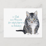 Cat Wisdom - A Cat Is A Puzzle Postcard at Zazzle