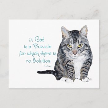 Cat Wisdom - A Cat Is A Puzzle Postcard by MaggieRossCats at Zazzle