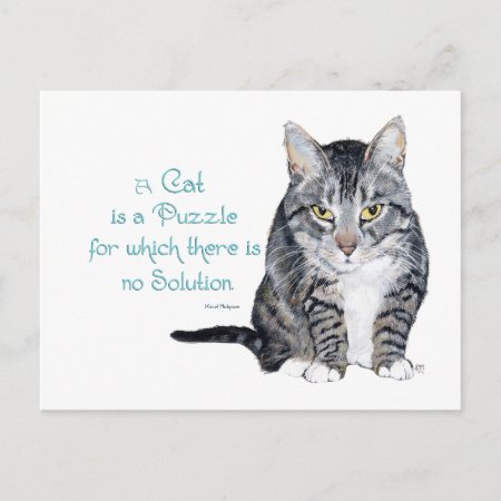 Cat Wisdom - A Cat Is A Puzzle Postcard
