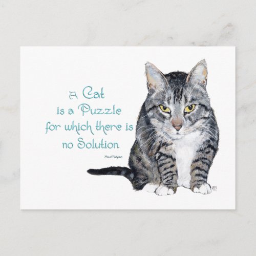 Cat Wisdom _ a Cat is a Puzzle Postcard