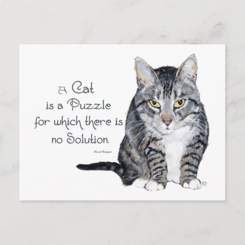 Cat Wisdom _ a Cat is a Puzzle Postcard