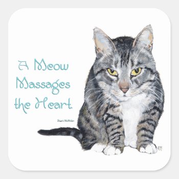 Cat Wisdom - Meows Square Sticker by MaggieRossCats at Zazzle