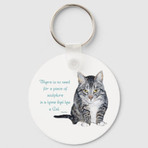 Cat Wisdom - no need for Sculpture in a home Keychain