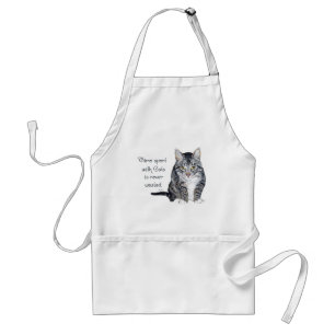 Cat Wisdom - Time spent with Cats Adult Apron