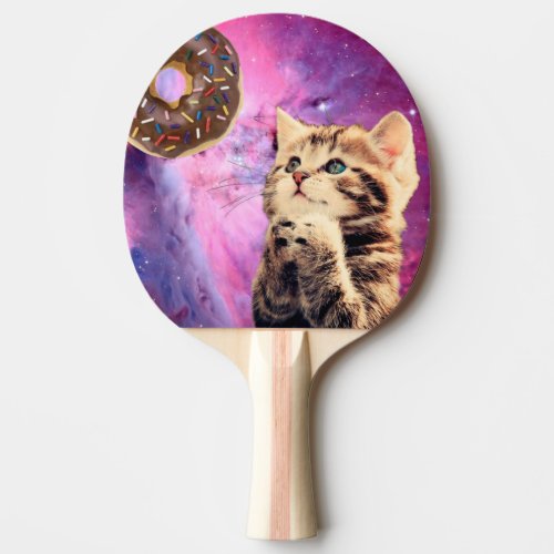 Cat wishing donut ping pong paddle