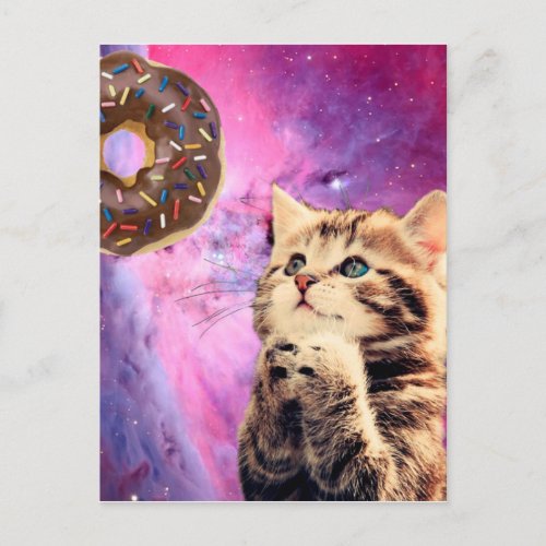 Cat wishing donut postcard