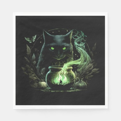 Cat Witch Brewing Halloween Party Napkins