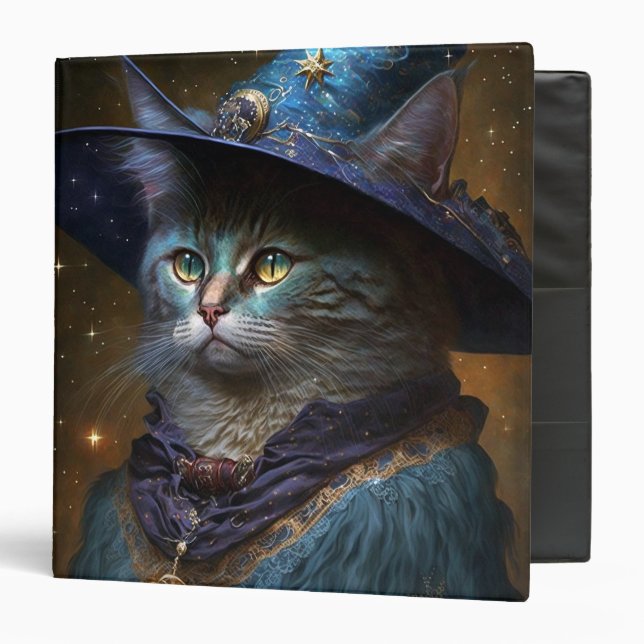 Cat Witch Fantasy Art 3 Ring Binder (Front/Inside)