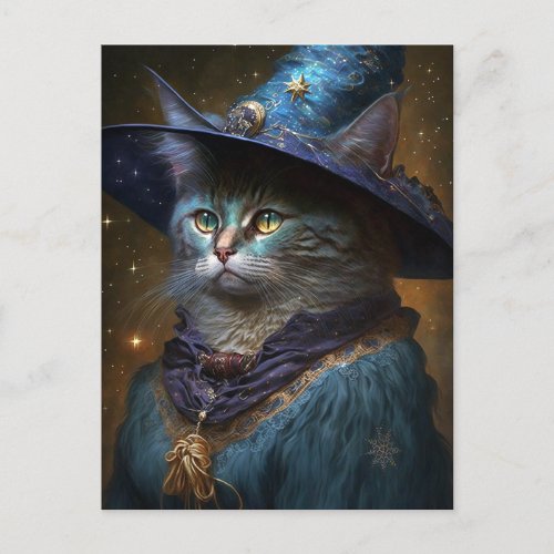 Cat Witch Fantasy Art Postcard