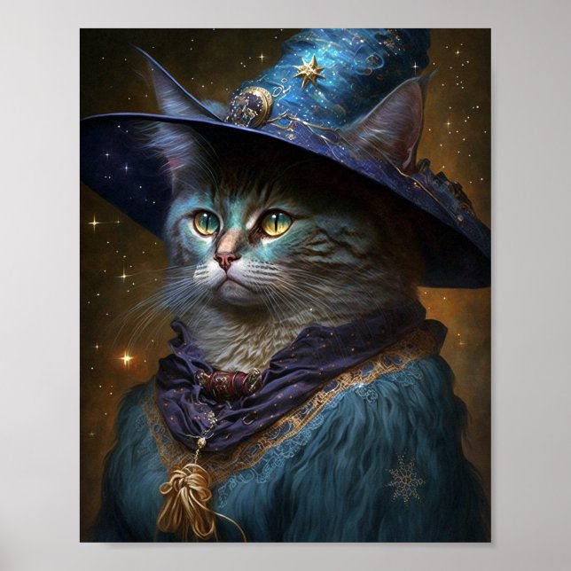 Cat Witch Fantasy Art Poster (Front)