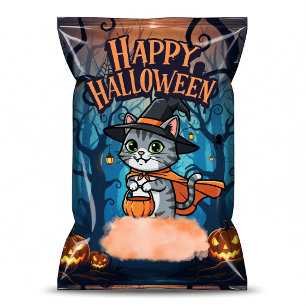 Cat Witch Halloween Chip Bag Wrappers Party Favors Notepad