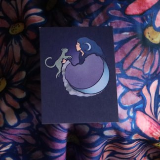 Cat Witch Moon Goddess Wiccan Cat Person Card