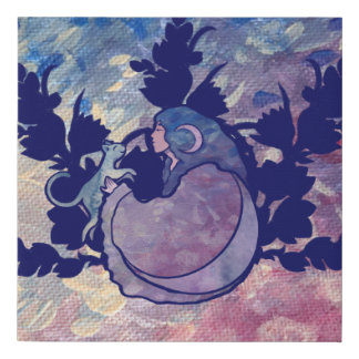 Cat Witch Moon Goddess Wiccan Cat Person  Faux Canvas Print