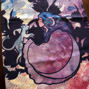 Cat Witch Moon Goddess Wiccan Cat Person Hand Towel