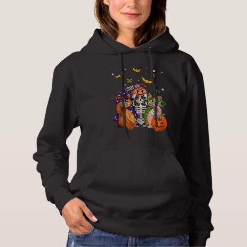 Cat Witch Scary Pumpkin Bat Skeleton Magical Hallo Hoodie