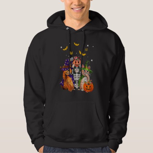 Cat Witch Scary Pumpkin Bat Skeleton Magical Hallo Hoodie