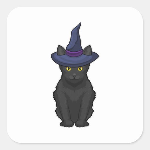 Cat Witch Square Sticker