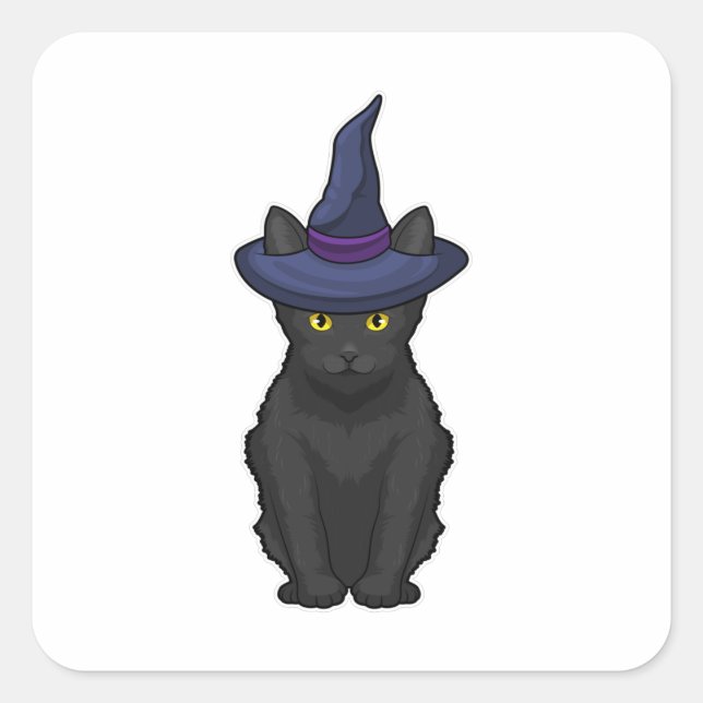 Cat Witch Square Sticker (Front)