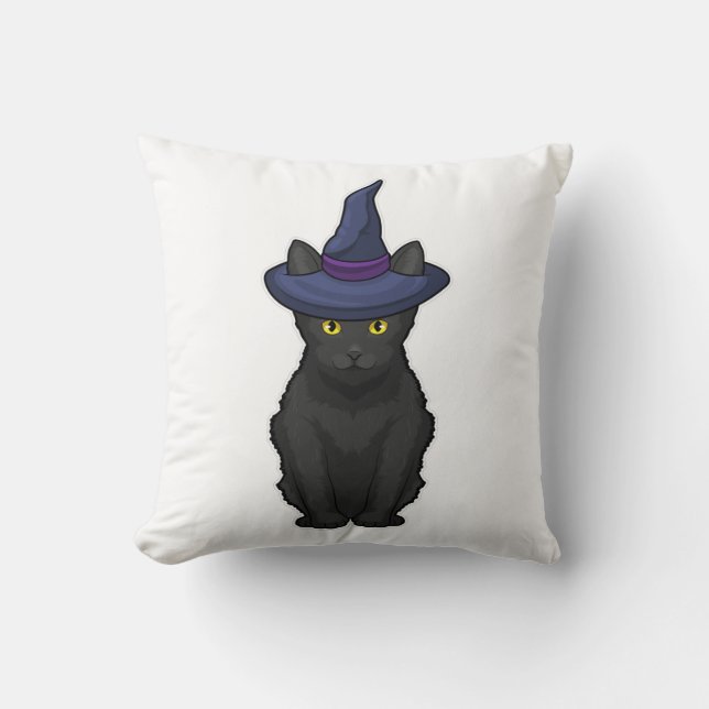 Cat Witch Throw Pillow (Front)