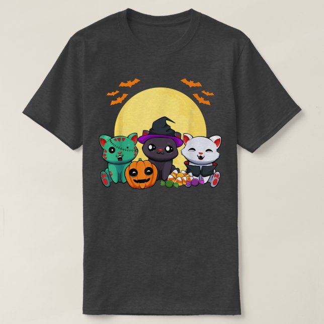 Cat Witch Zombie Vampire Lazy Halloween Costume Cu T-Shirt (Design Front)