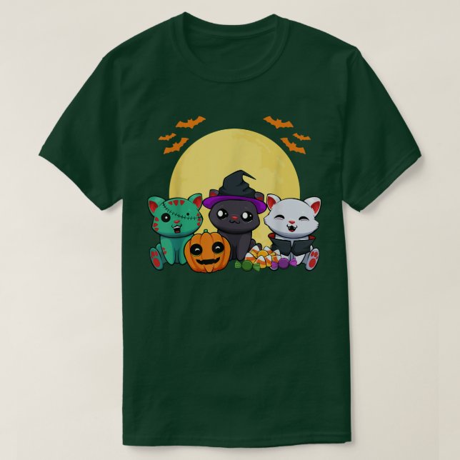 Cat Witch Zombie Vampire Lazy Halloween Costume Cu T-Shirt (Design Front)